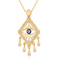 Inure Jewelry Gümüş Gold Nazarlı Göz Kadın Kolye
