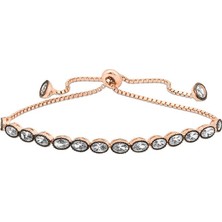 Inure Jewelry Gümüş Rose Oval Kesim Elmas Montür Asansör Bileklik