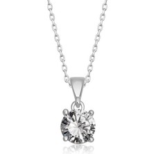 Inure Jewelry Gümüş Yuvarlak Zirkon Taşlı Kadın Kolye
