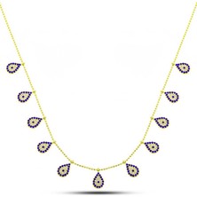 Inure Jewelry Gümüş Gold Damla Nazarlı Şans Kadın Kolye
