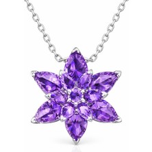 Inure Jewelry Gümüş Mor Lotus Çiçeği Bayan Kolye