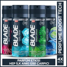 Blade Erkek Alüminyumsuz Deodorant 4x150 Ml (Self Confidence-Green Dream-Marine-Cool Fresh)