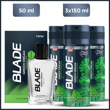 Blade Green Dream Edt Erkek Parfüm 70 Ml &Alüminyumsuz Deodorant 3x150 Ml Hızlı Kurur,Leke Bırakmaz