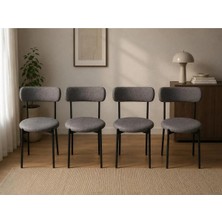4 Adet Antrasit Gri Teddy Sandalye Mutfak Sandalyesi Salon Sandalyesi Balkon Sandalyesi
