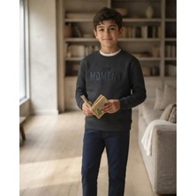 Erkek Çocuk Füme Moment Baskılı Rahat Kesim Sweatshirt