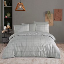 Karden Flower Dream Cotton Frame Gri %100 Pamuk Poplin Çift Kişilik Nevresim Takımı