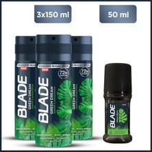 Blade Green Dream Erkek Alüminyumsuz Deodorant 3x150 Ml & Green Dream Roll On 50 Ml