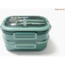Tantitoni Lunch Box  2 Katlı Çatal ve Kaşıklı Yemek Taşıma Kabı 1.65 L.