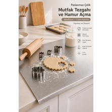 Shg Home  Paslanmaz Çelik Mutfak Tezgahı ve Hamur Açma 50X60CM –1.5 mm Kalınlık, Kaymaz ve Desenli
