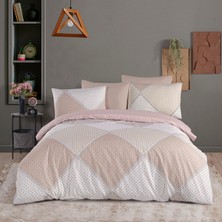 Karden Flower Dream Cotton Mozaic Pudra %100 Pamuk Poplin Çift Kişilik Nevresim Takımı