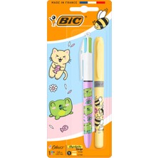 Bic 4 Colours Kawaii Animals 4 Renkli Tükenmez Kalem + Fosforlu Kalem 2’li Set