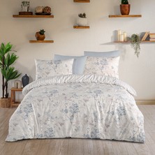 Karden Flower Dream Cotton Flutter Mavi %100 Pamuk Poplin Çift Kişilik Nevresim Takımı