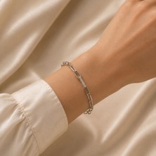 Hotchic Hotchıc 925 Ayar Gümüş Zirkon Taşlı Ataç Zincir Kadın Bileklik