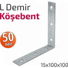 Badem10 (50 Adet) L Demir Gönye 15X100X100 mm ( 1,5 mm ) Dolap Mobilya Köşe Bağlantı Aparatı