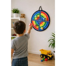 Binbirreyon Dart Tahtası Yapışkanlı Dart Tahtası ve 4 Adet Top Seti 35,5cm Asılabilir Cırt Bantlı Dart PC452