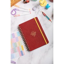Dival Notebook 2026-2027 A5 Akademik Ajanda Spiralli Vegan Deri Kapak 16 Aylık - Bordo