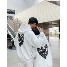 Macklin Unisex Sevgili Çift Kombini Manifest More Love Baskılı Kapüşonlu Sweatshirt 2li Takım