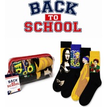 Carnaval Socks Okula Dönüş 4\'lü Çorap Seti – Sanat Temalı Kalemlikli