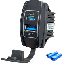 Goldsea Marin Anahtar Tip USB Type-C Soketi 3.0 12-24V (Mavi Işıklı)