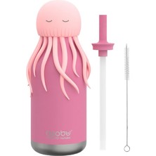 Happy Trend Asobu Bestie Şişe Yalıtımlı Paslanmaz Çelik Su Şişesi Çıkarılabilir Yumuşak Hayvan Kafası Eğlenceli Içme Esnek Yeniden Kullanılabilir Pipetli Çocuklar ve Gençler Için 463 ml (Denizanası Pembesi)