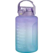 Happy Trend Vagonlife Mega Büyük Boy 2500ML 2.5litre Pipetli/pipetsiz Kullanım Çift Renk Motivasyon Matarası