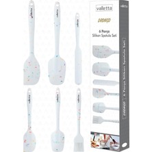 Happy Trend Valletta Drongo 6'lı Spatula Set Beyaz Renkli Noktalı
