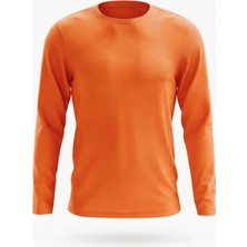 Kiagu T-Shirt Erkek Çocuk Basic Turuncu Tişört Uzun Kollu %100 Pamuk Bisiklet Yaka Baskısız Tshirt Turuncu