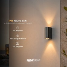 FoneLight Lunara 17 cm LED Duvar Apliği Antrasit Alüminyum IP65 Dış Mekan Bahçe Balkon Teras Villa Cephe Aydınlatması 3000K