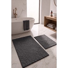 Neşe Home Collection Lanya Banyo Paspas Seti Koyu Gri