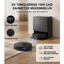Roborock 36000 Pa Yüksek Emiş Kapasiteli Kendi Kendini Temizleyen Akıllı Istasyonlu Robot Süpürge, Kenar Temizleme Fonksiyonlu Uzanabilir Yan Fırçalı, Otomatik Paspas Kaldırma +Tiftik Cihazı