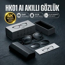 Rabee HK01 Akıllı Yapay Zekalı Gözlük Kameralı ve 139 Dil Çeviri Özellikli 13MP 4K 60FPS