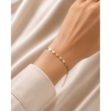 Hotchic Hotchıc 925 Ayar Gümüş Oval Plaka Rose Gold Bileklik