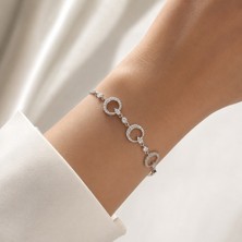 Hotchic Hotchıc 925 Ayar Gümüş Ay Yıldız Zirkon Taşlı Halka Bileklik