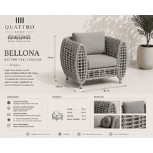 Quattro Home Bellona Rattan Bahçe Balkon Koltuğu Tekli Gri