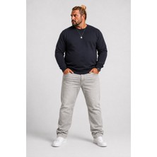 Moc Grande MocGrande Büyük Beden Sıfır Yaka Classic Sweat 23216 LACIVERT