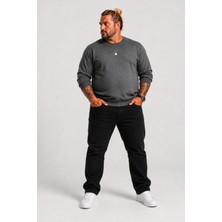 Moc Grande Mocgrande Büyük Beden Sıfır Yaka Classic Sweat 23216 Antrasıt