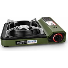 Badem10 Yeşil Renk Portatif Kartuşa Uygun Güvenli Kendinden Manyetolu Kamp Ocağı 2.9 Kw