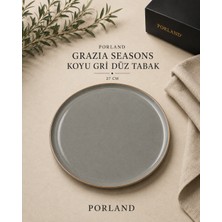 Porland Grazia Seasons Koyu Gri Düz Tabak (27 Cm) Yemek Servis Tabağı