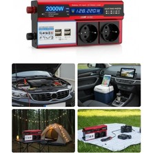 Marsilyan™- 12V 2000W Modifiye Sinüs Inverter Araç ve Güneş Enerjisi Uyumlu, Çift Usb, Çift Priz ve Çakmaklık Eco Lounge