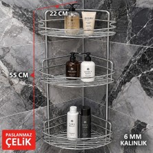 Ekonomi Dünyası Banyo Köşeliği Banyo Rafı Paslanmaz Banyo Köşe Duş Rafı 3 Lü Metal Köşe Raf