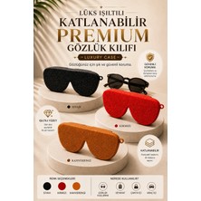 ELECTRONX 3 Adet  Simli Katlanabilir Premium Gözlük Kılıfı-Luxury Case- Gözlük Taşıma ve Koruma Kılfı-Askı Aparatı Hediyeli
