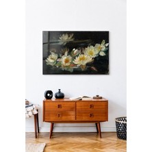 Bu Matbaa Helena De Kay Water Lilies Cam Tablo – Beyaz Nilüfer Çiçekleri Klasik Sanat Dekoratif Duvar Tablosu