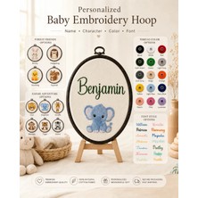 Hellemyst Kişiselleştirilebilir Bebek İsimli Nakış Kasnağı - 8 Farklı Hayvan Seçenekli El Yapımı Bebek Odası Duvar Dekorasyonu