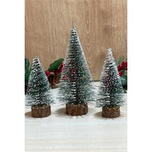 Beysüs 3 Lü Mini Masa Çamı Yeşil Renkli Noel Süsü Parti ve Dekorasyon İçin Özel