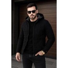 Delpino Erkek Dar Kesim Kapüşonlu Süet Mont
