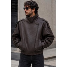 Delpino Oversize Siyah Deri Ceket