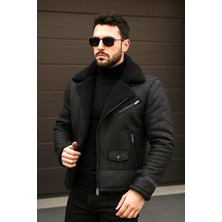 Delpino Erkek Kürklü Süet Deri Mont Ceket