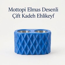 Mottopi Ehlikeyf Mavi Elmas Desenli,2 Kadeh Yuvalı,Metal İç Hazneli,Termojelli Soğutucu