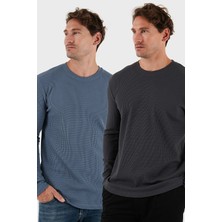 Buratti Pamuklu Bisiklet Yaka Normal Kalıp Basic 2'li Paket Sweat Erkek SWEAT 5905073S2