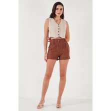 Lela Kırçıllı Regular Fit Cepli Kısa Şort Bayan Şort 5866201